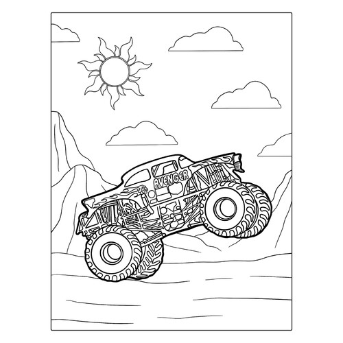 Página para colorear «Monster Truck Vengador» dibujo para colorear gratis de Páginas para colorear de Monster Truck