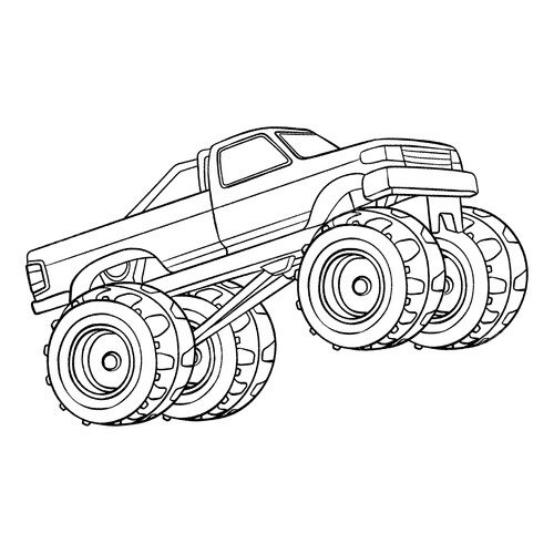 Página para colorear «Monster Truck en ruedas traseras» dibujo para colorear gratis de Páginas para colorear de Monster Truck