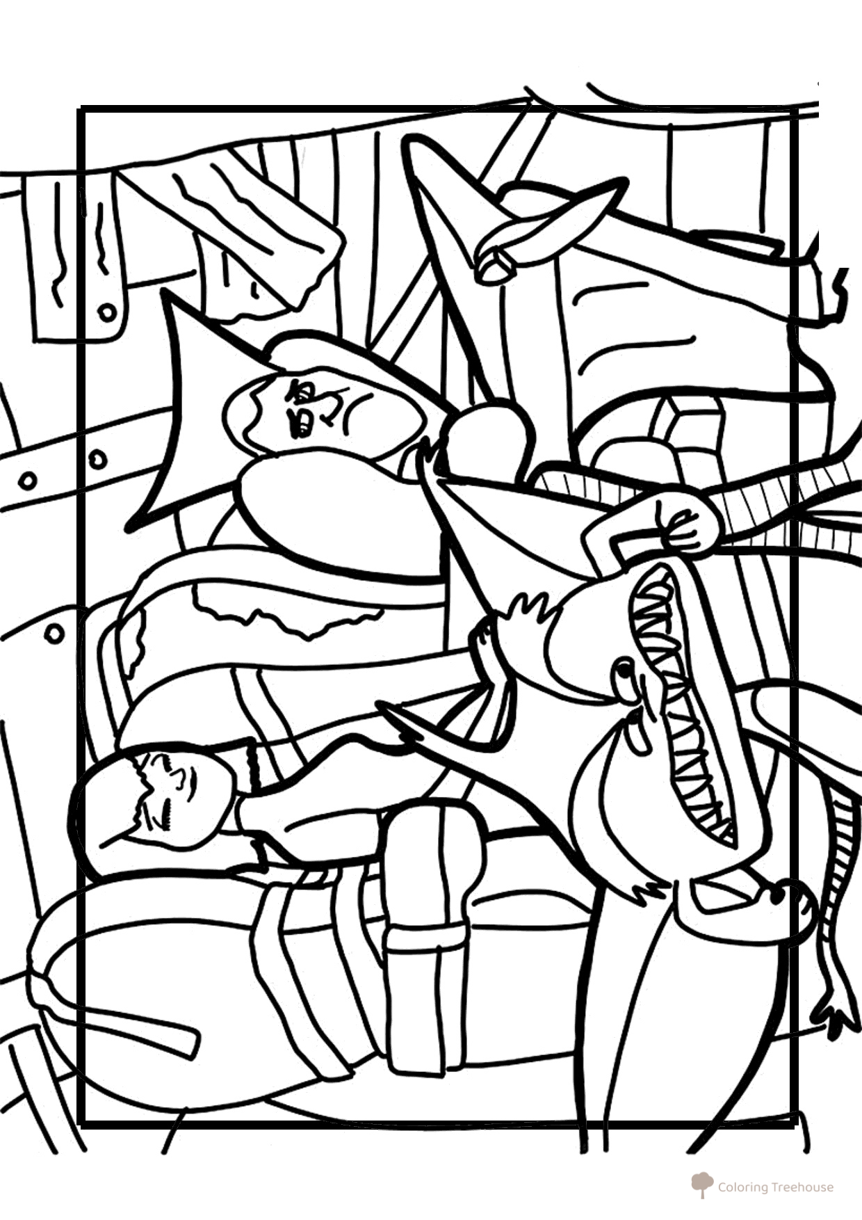 Página para colorear: Mavis y Drácula en el avión de los goblins dibujo para colorear gratis de Páginas para colorear de Monstruos en vacaciones 3: El llamado del mar