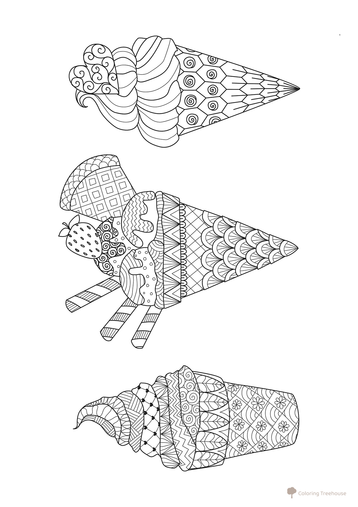 Páginas para colorear: Helados para adultos dibujo para colorear gratis de Ice Cream Coloring Pages