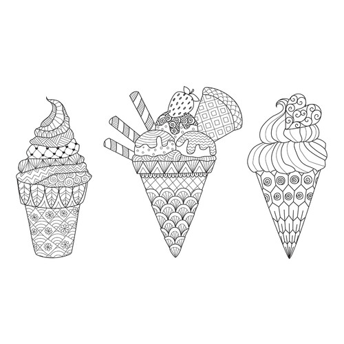 Páginas para colorear: Helados para adultos dibujo para colorear gratis de Ice Cream Coloring Pages