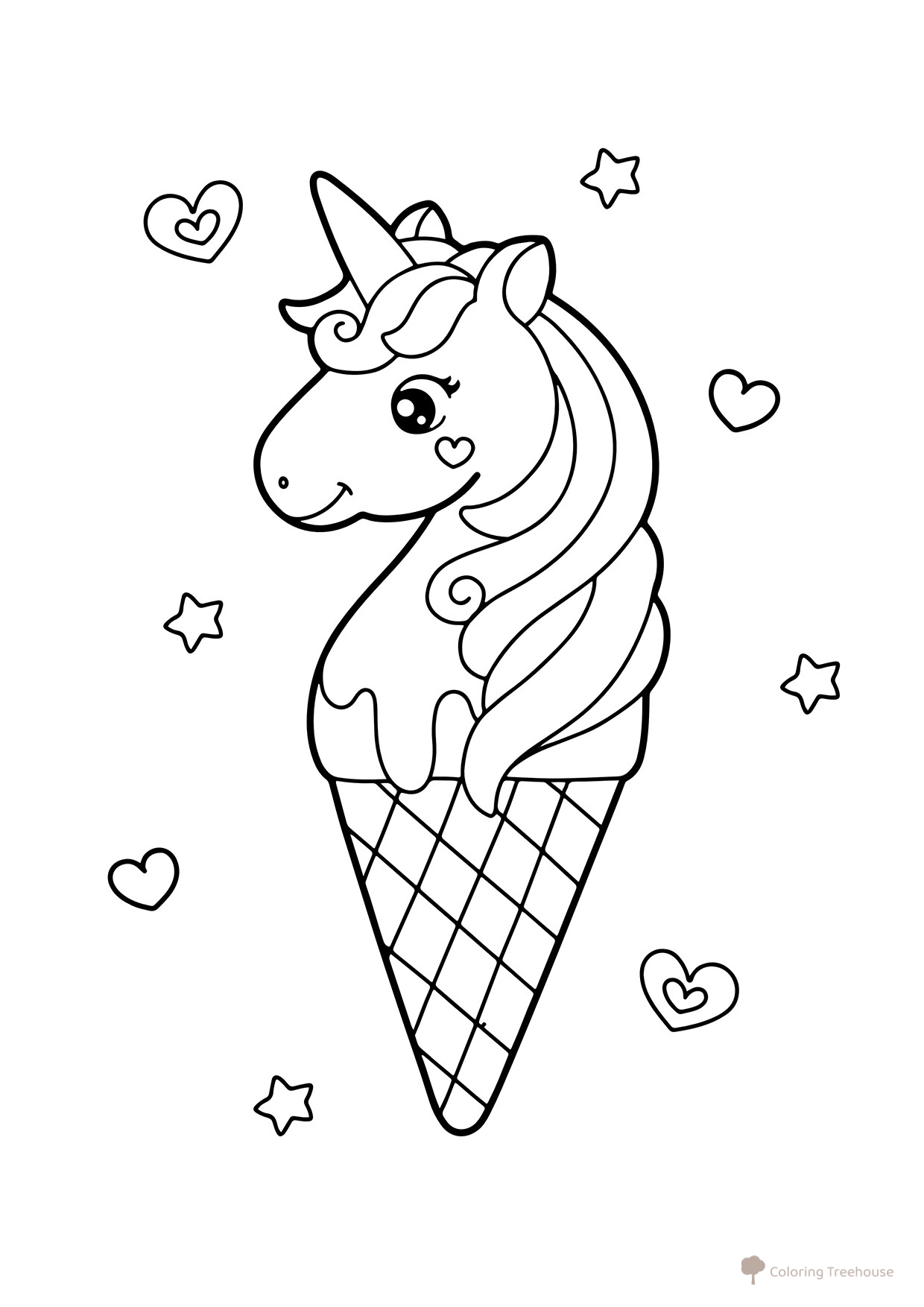 Unicorn Ice Cream Coloring Page free printable Ice Cream Coloring Pages coloring page