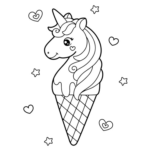 Unicorn Ice Cream Coloring Page free printable Ice Cream Coloring Pages coloring page