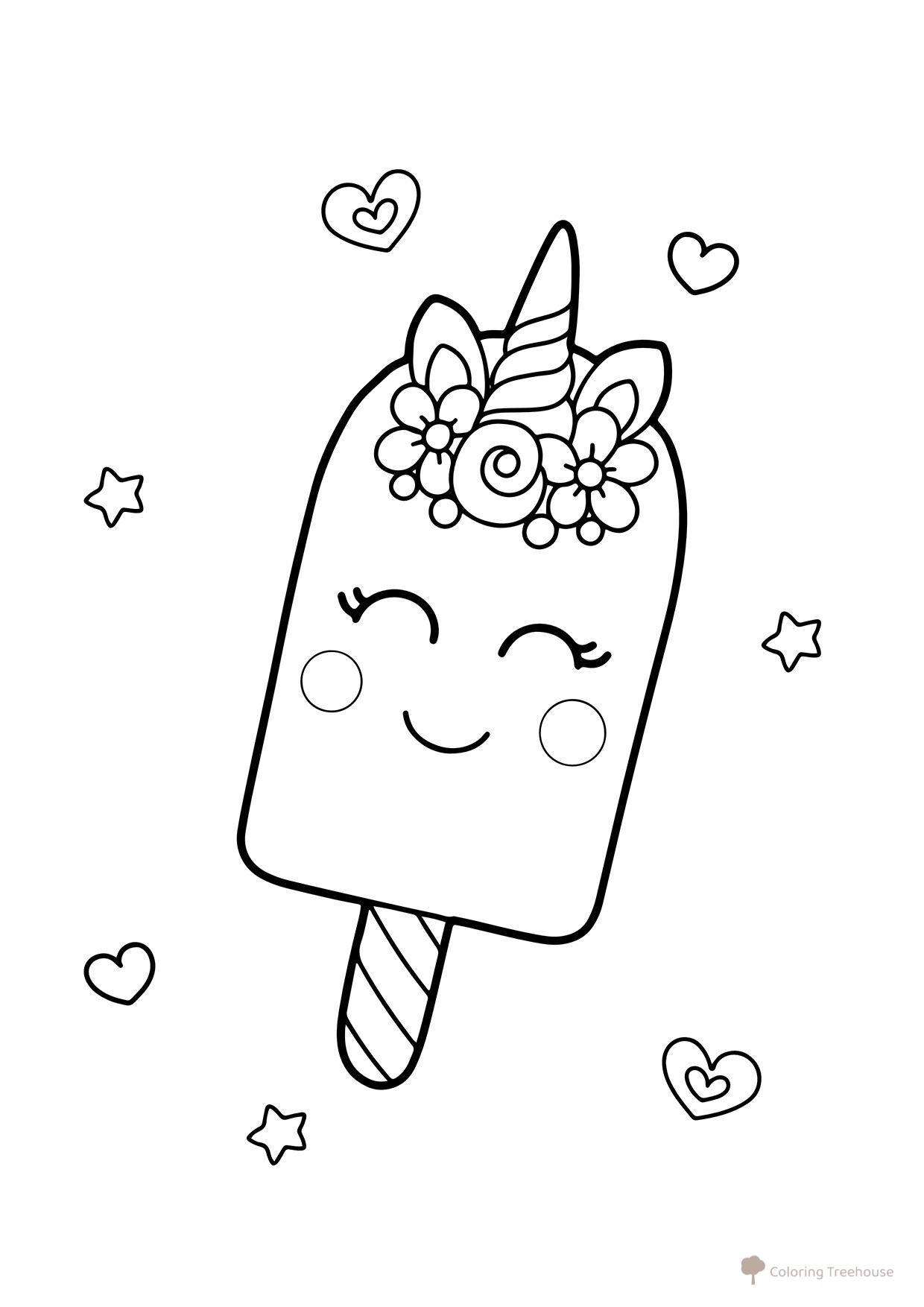 Página para colorear: Helado unicornio en palito dibujo para colorear gratis de Ice Cream Coloring Pages