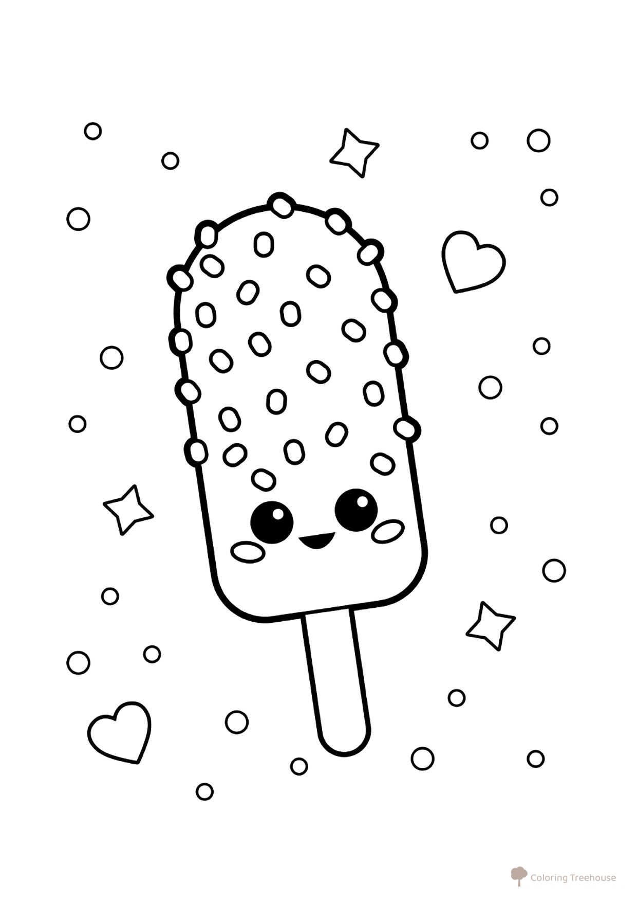 Página para colorear: Helado en paleta con cobertura y sprinkles dibujo para colorear gratis de Ice Cream Coloring Pages
