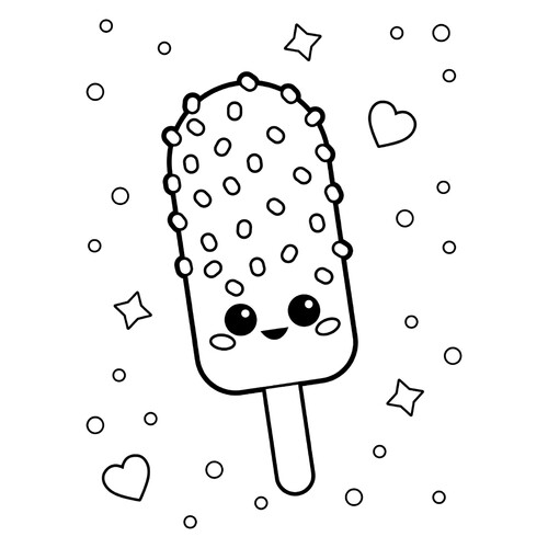 Glazed Ice Cream on a Stick with Sprinkles Coloring Page free printable Ice Cream Coloring Pages coloring page