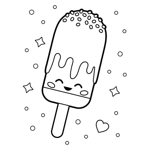 Chocolate-Dipped Ice Cream Bar Coloring Page free printable Ice Cream Coloring Pages coloring page