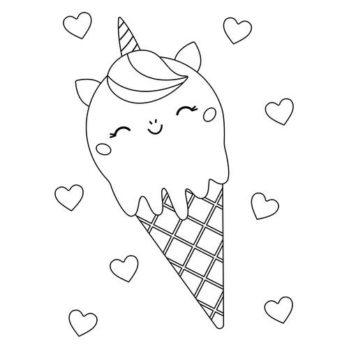 Unicorn Ice Cream Cone Coloring Page free printable Ice Cream Coloring Pages coloring page
