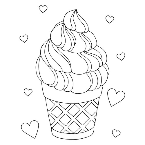Delicious Ice Cream in a Cup Coloring Page free printable Ice Cream Coloring Pages coloring page