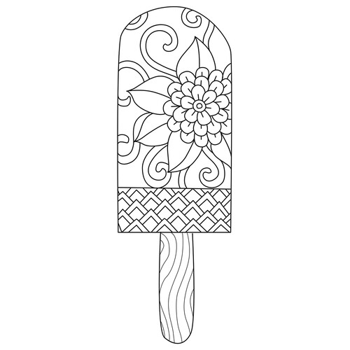Zentangle Fruit Popsicle Coloring Page free printable Ice Cream Coloring Pages coloring page