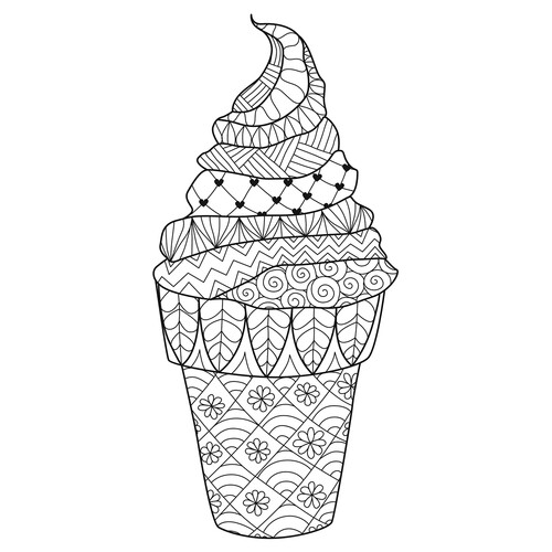 Zentangle Plombir Ice Cream Coloring Page free printable Ice Cream Coloring Pages coloring page