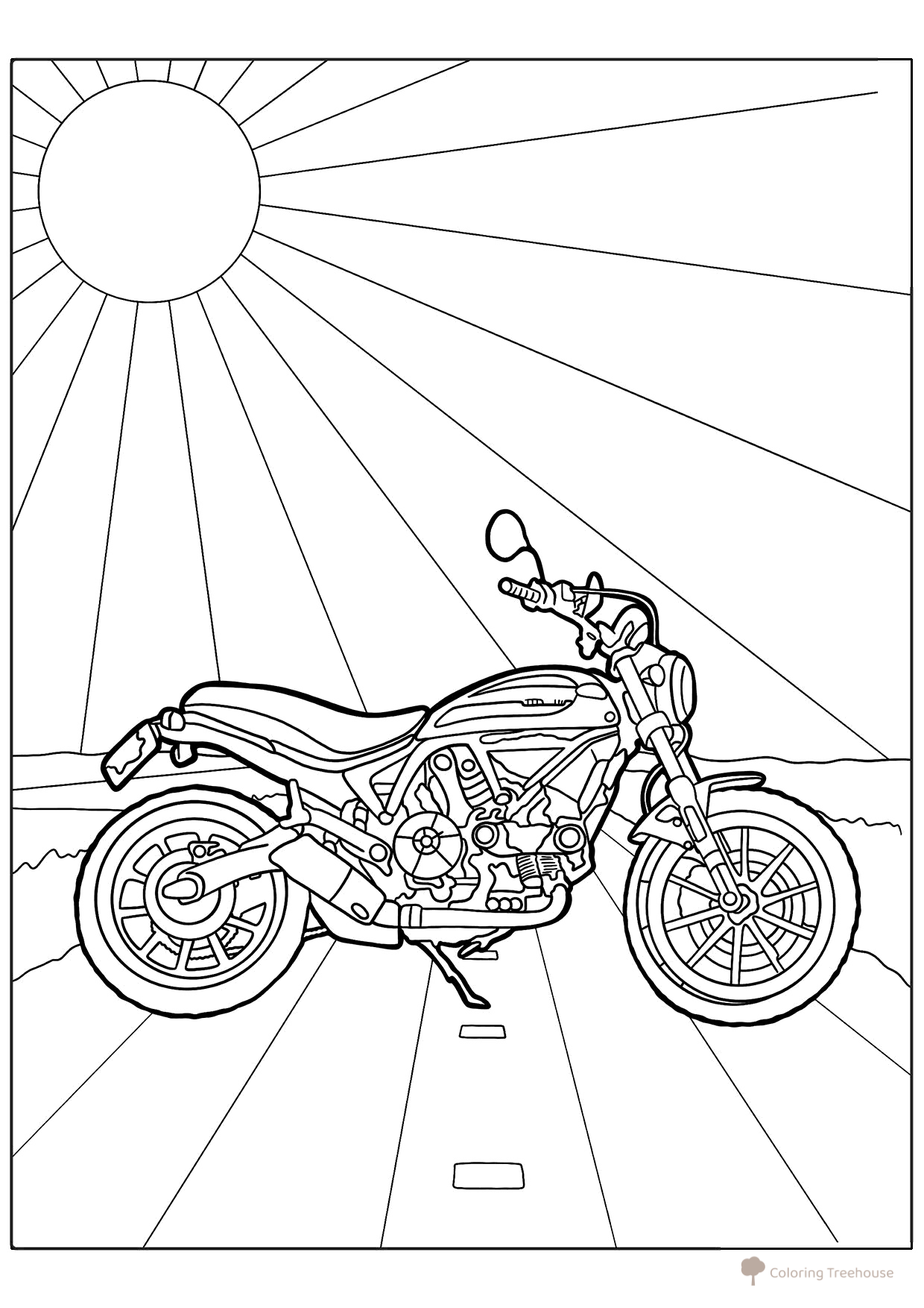Página para colorear «Harley-Davidson cruiser» dibujo para colorear gratis de Páginas para colorear de motocicletas