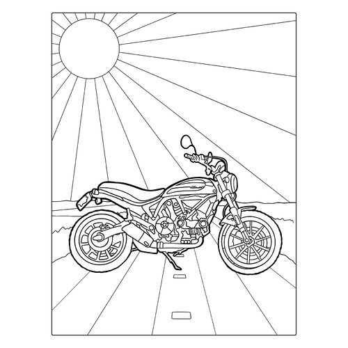Página para colorear «Harley-Davidson cruiser» dibujo para colorear gratis de Páginas para colorear de motocicletas