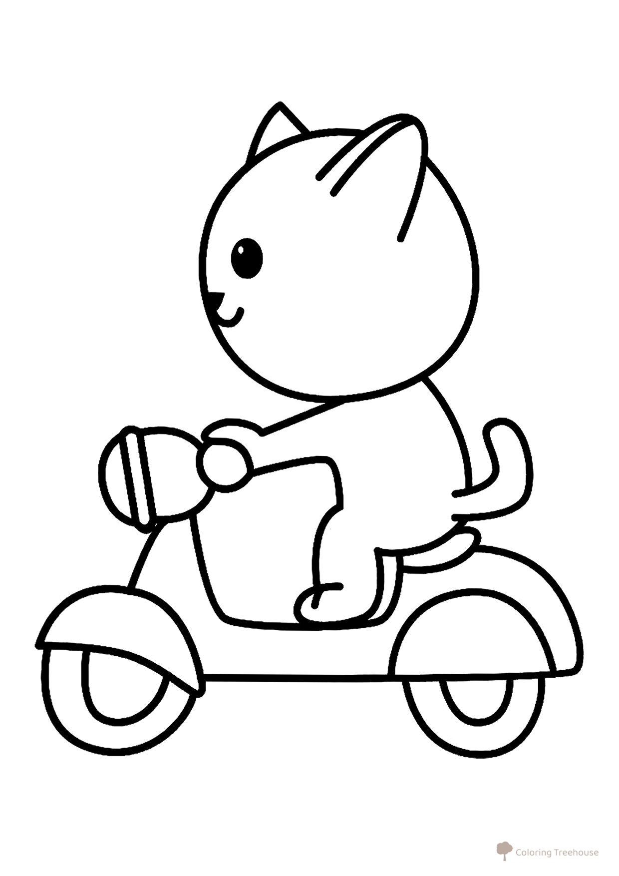 Página para colorear «Gatito en la motocicleta» dibujo para colorear gratis de Páginas para colorear de motocicletas