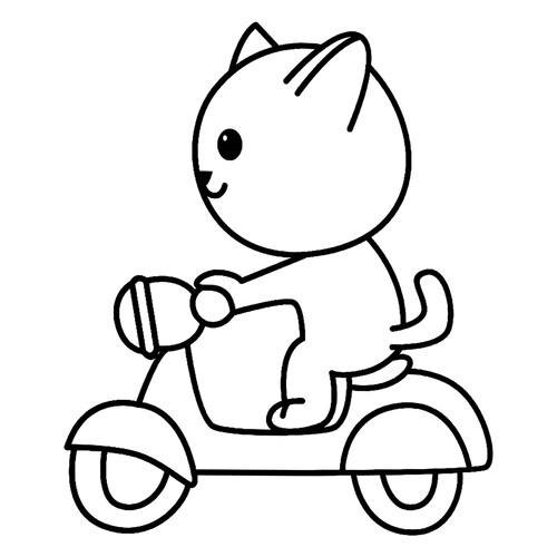 Página para colorear «Gatito en la motocicleta» dibujo para colorear gratis de Páginas para colorear de motocicletas