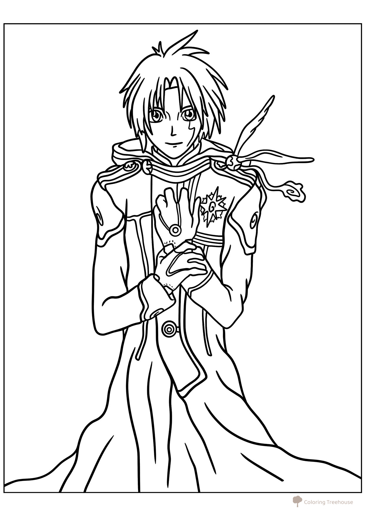 Allen Walker from Anime D.Gray-man Coloring Page free printable Anime Coloring Pages coloring page