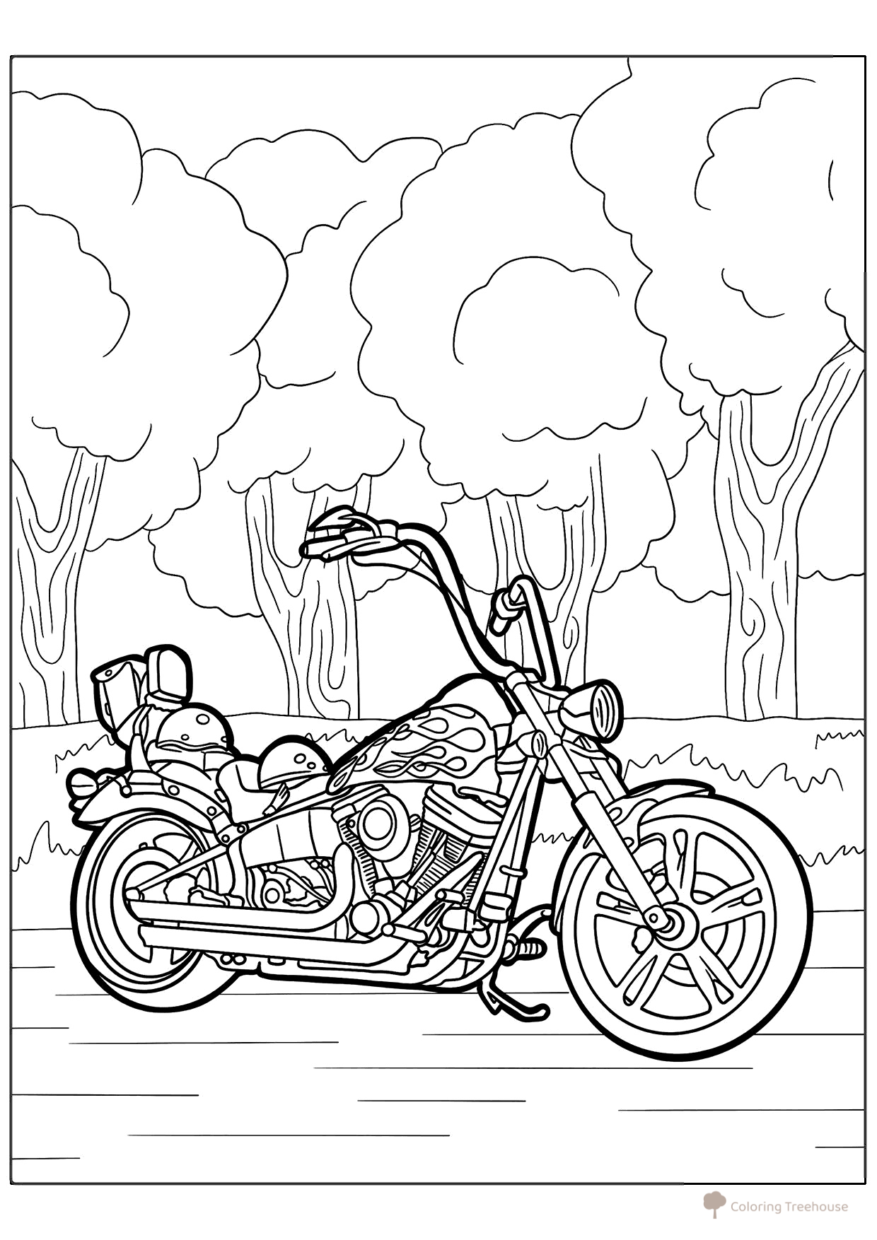 Página para colorear «Motocicleta Harley-Davidson» dibujo para colorear gratis de Páginas para colorear de motocicletas