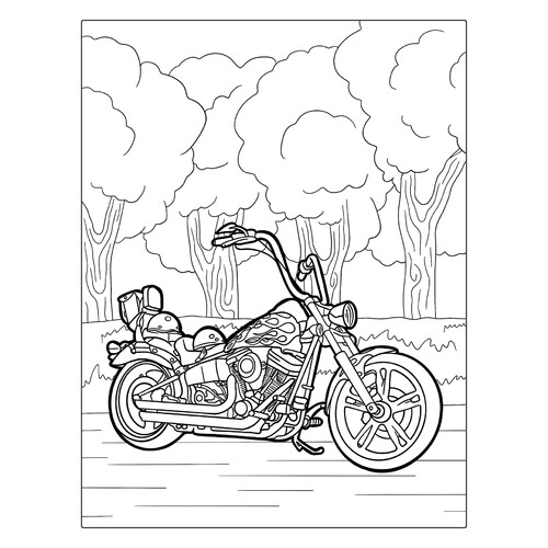 Página para colorear «Motocicleta Harley-Davidson» dibujo para colorear gratis de Páginas para colorear de motocicletas