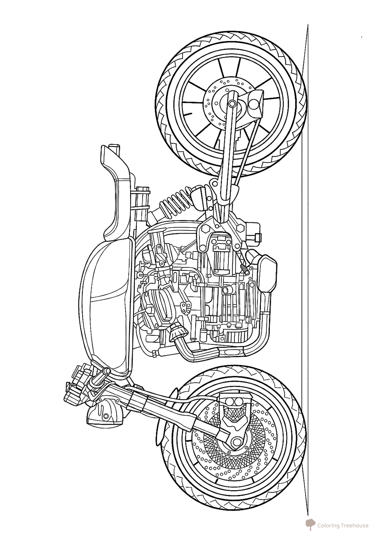 Motorcycle Coloring Page with Lots of Details free printable Motorcycle Coloring Pages coloring page