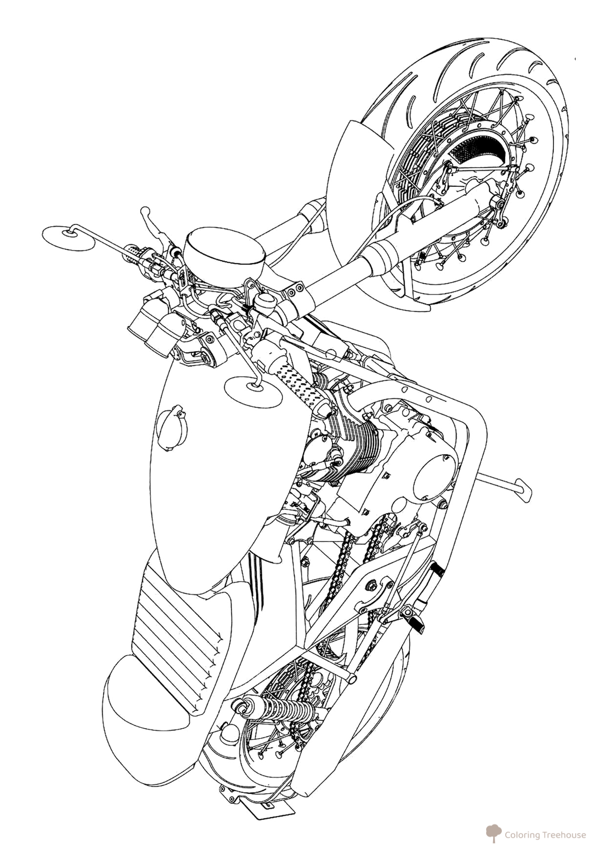 Motorcycle Top View Coloring Page free printable Motorcycle Coloring Pages coloring page