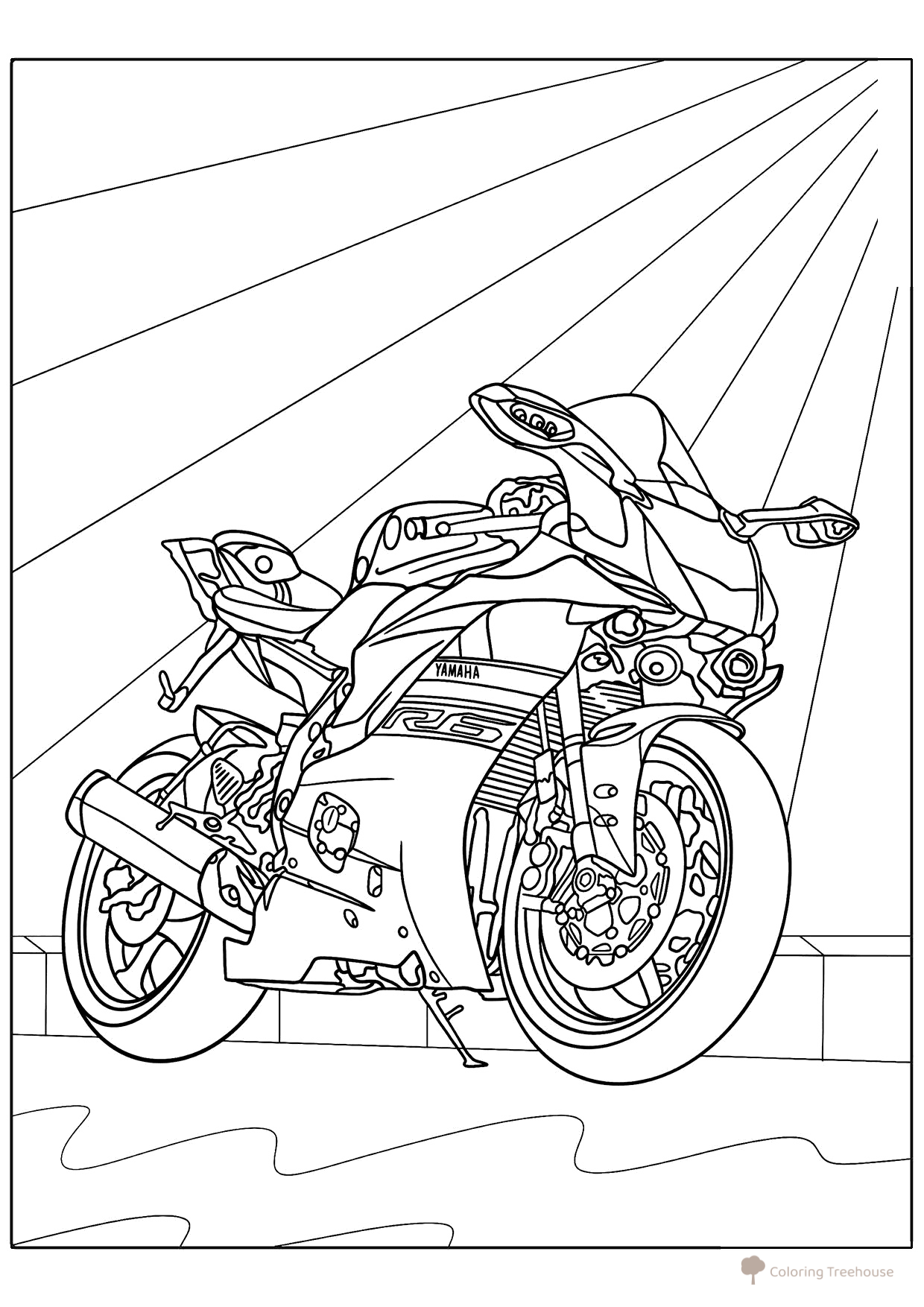 Página para colorear «Motocicleta Yamaha» dibujo para colorear gratis de Páginas para colorear de motocicletas