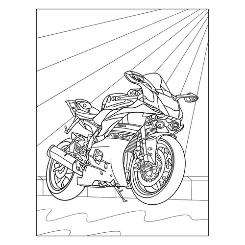 Página para colorear «Motocicleta Yamaha» dibujo para colorear gratis de Páginas para colorear de motocicletas