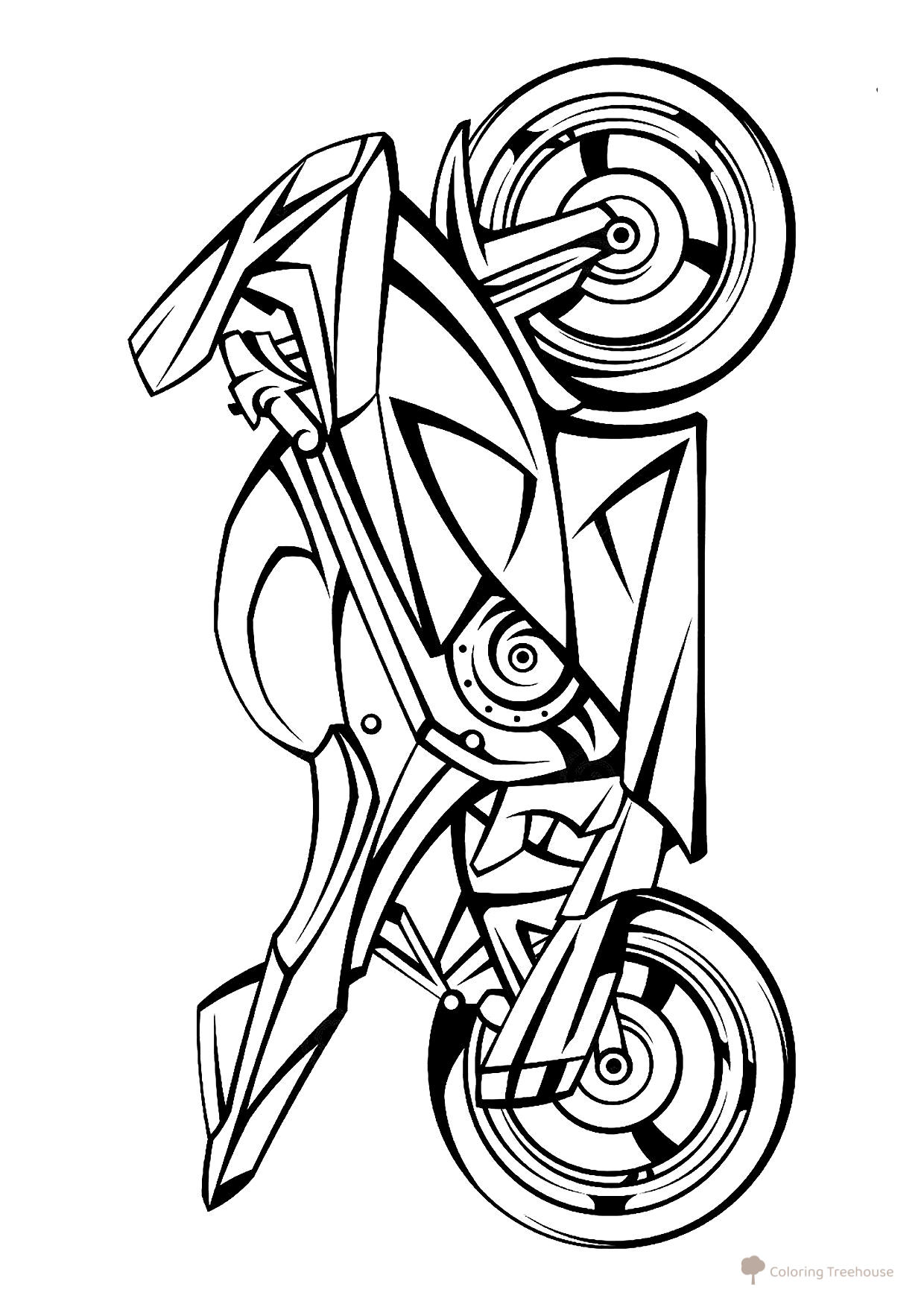 Colorear «Motocicleta deportiva sencilla» dibujo para colorear gratis de Páginas para colorear de motocicletas