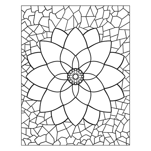 Página para colorear «Mosaico floral» dibujo para colorear gratis de Páginas para colorear estilo mosaico