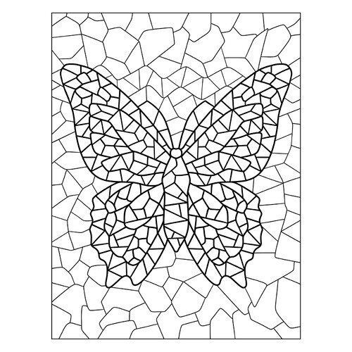 Página para colorear «Mosaico mariposa» dibujo para colorear gratis de Páginas para colorear estilo mosaico