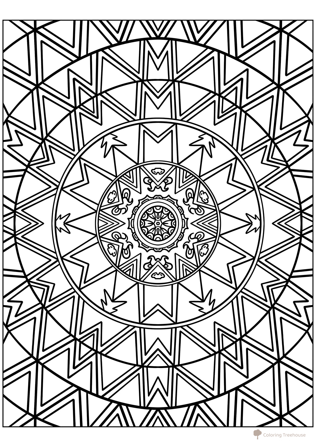 Mosaic Kaleidoscope Coloring Page free printable Mosaic Coloring Pages coloring page