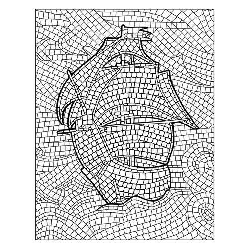 Página para colorear «Mosaico barco» dibujo para colorear gratis de Páginas para colorear estilo mosaico