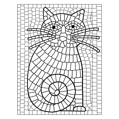 Página para colorear «Mosaico: gato» dibujo para colorear gratis de Páginas para colorear estilo mosaico