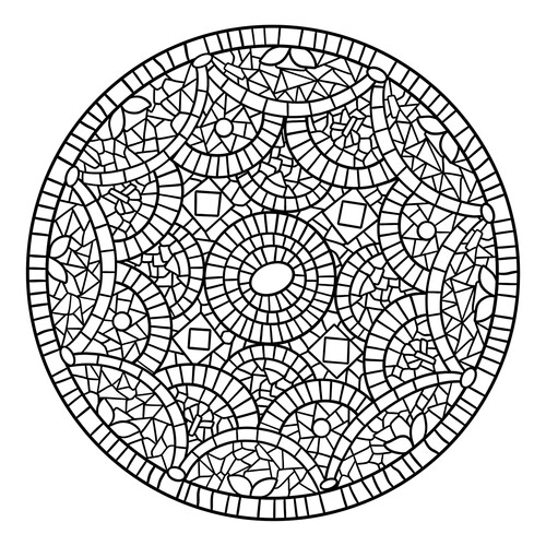 Página para colorear «Mosaico mandala circular» dibujo para colorear gratis de Páginas para colorear estilo mosaico