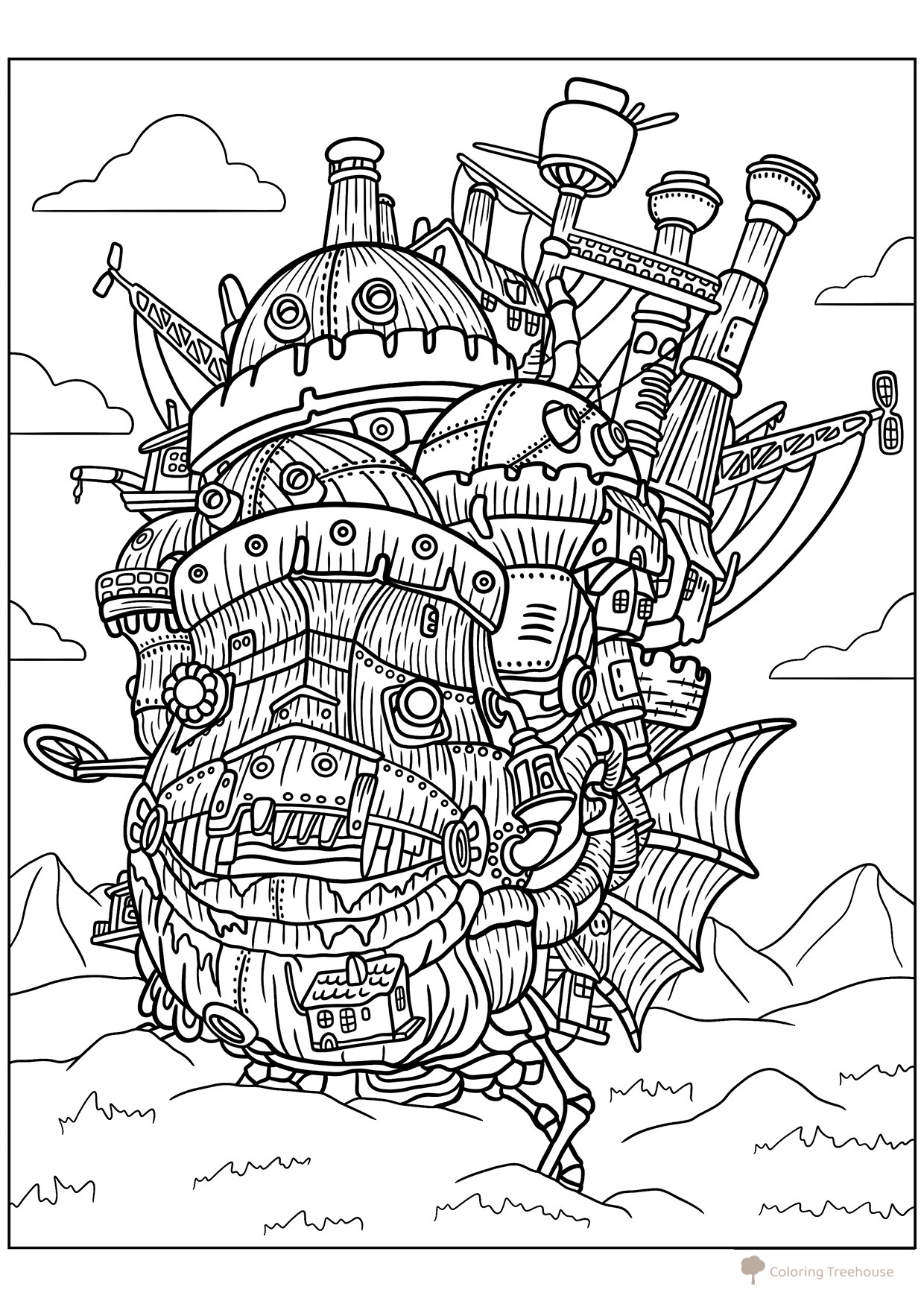 Página para colorear «El castillo ambulante» (anime) dibujo para colorear gratis de Páginas para colorear de anime