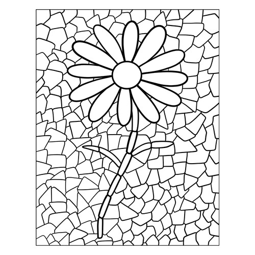 Página para colorear «Mosaico: linda flor» dibujo para colorear gratis de Páginas para colorear estilo mosaico