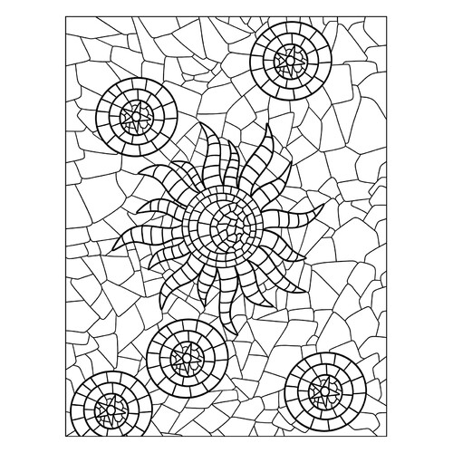 Página para colorear “Mosaico: sol, luna y estrellas” dibujo para colorear gratis de Páginas para colorear estilo mosaico