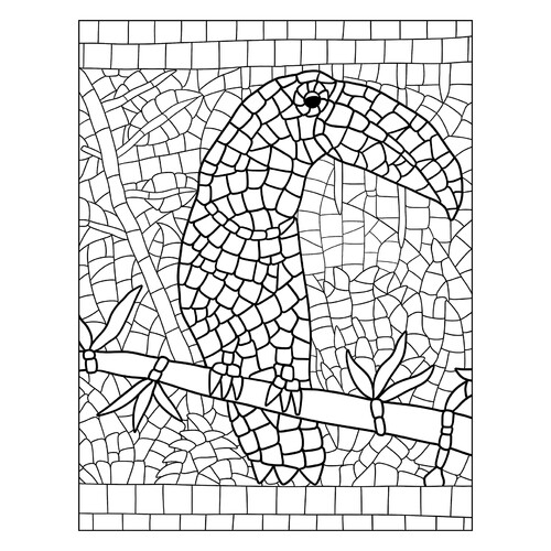 Página para colorear «Mosaico: tucán» dibujo para colorear gratis de Páginas para colorear estilo mosaico
