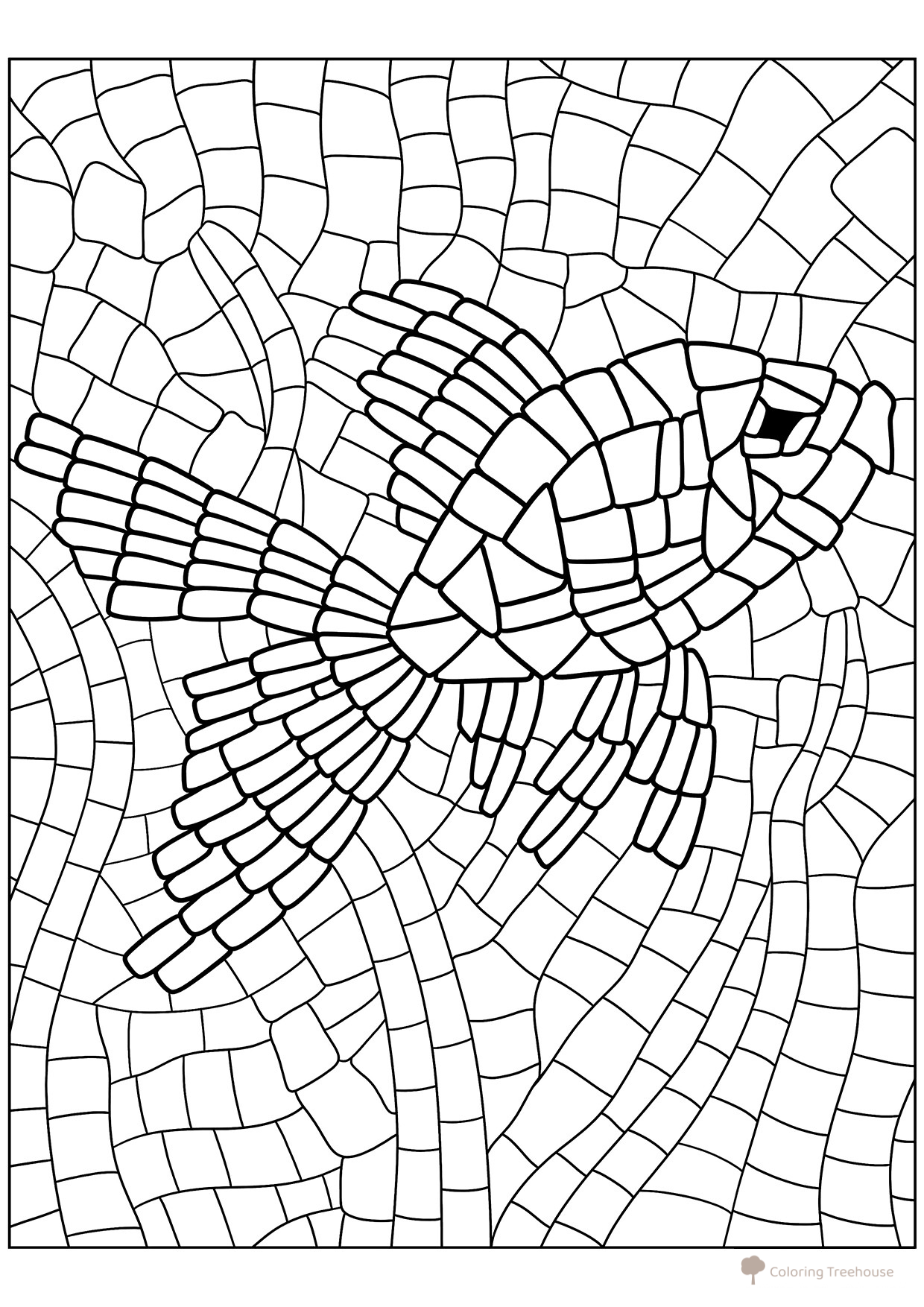 Golden Fish Mosaic Coloring Page free printable Mosaic Coloring Pages coloring page