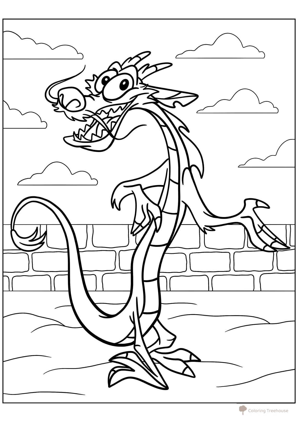 Mushu de Mulán - página para colorear dibujo para colorear gratis de Páginas para colorear de Mulán
