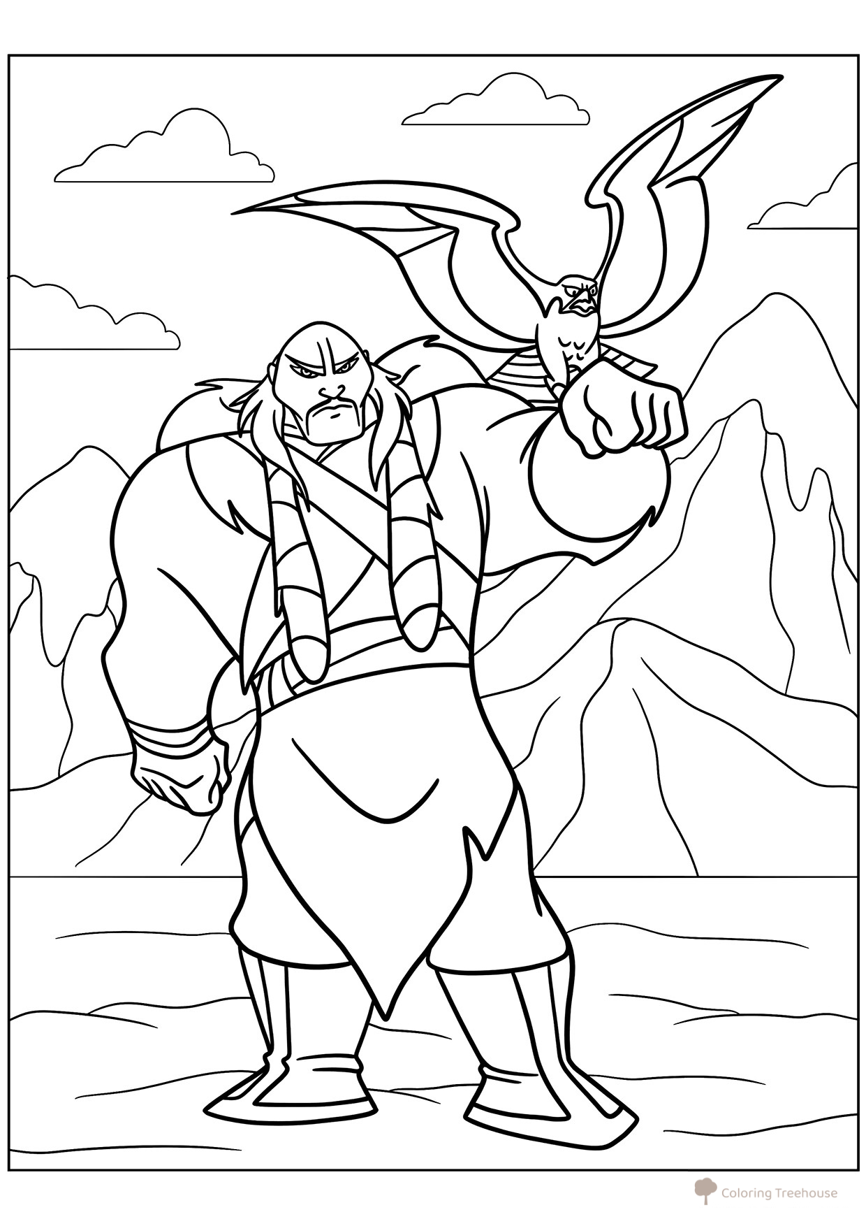 Shan-Yu Coloring Page from Mulan free printable Mulan Coloring Pages coloring page