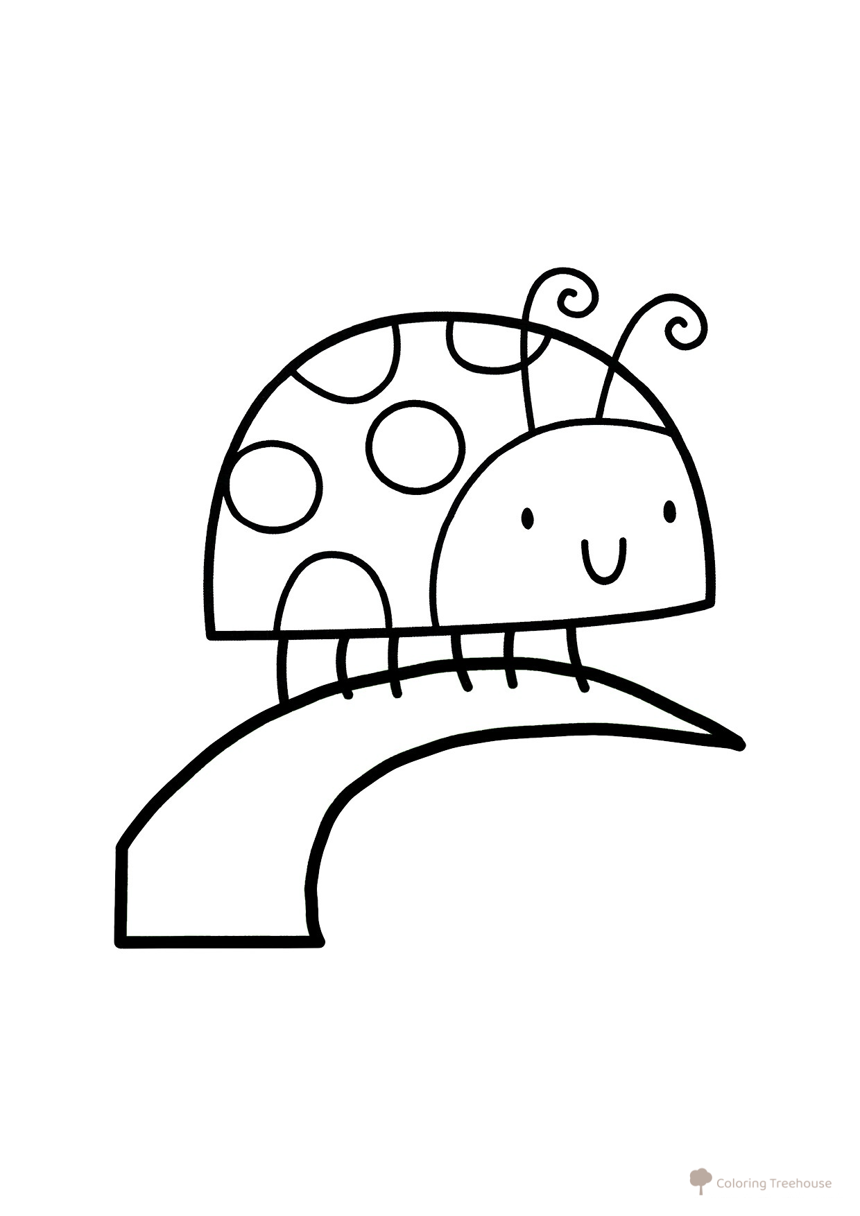 Página para colorear: Mariquita en una hojita dibujo para colorear gratis de Páginas para colorear de insectos para niños pequeños