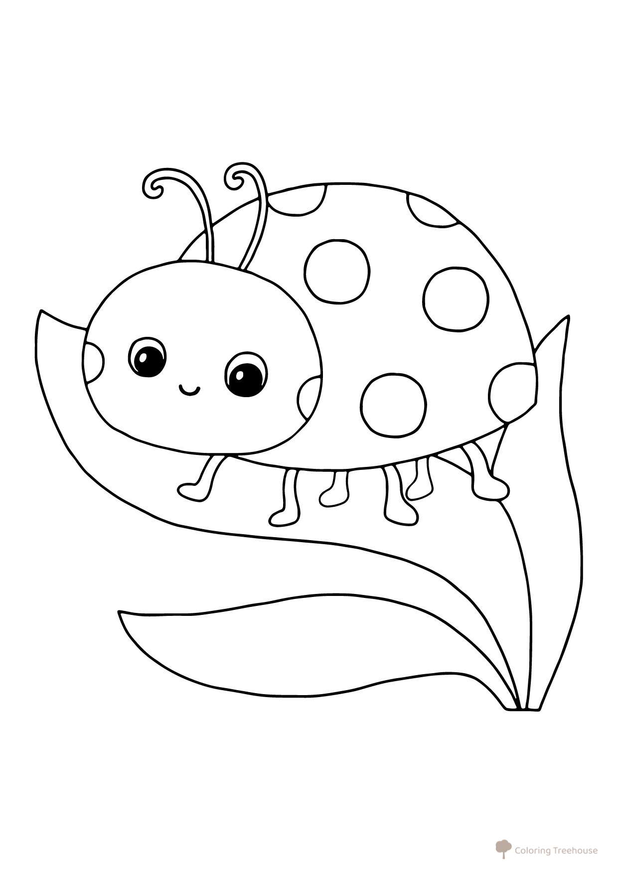 Ladybug on a Leaf Coloring Page for Toddlers free printable Insect Coloring Pages for Toddlers coloring page