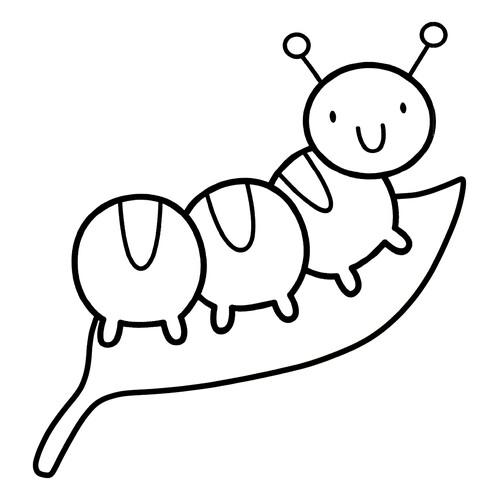 Caterpillar Eating a Fresh Leaf Coloring Page free printable Insect Coloring Pages for Toddlers coloring page