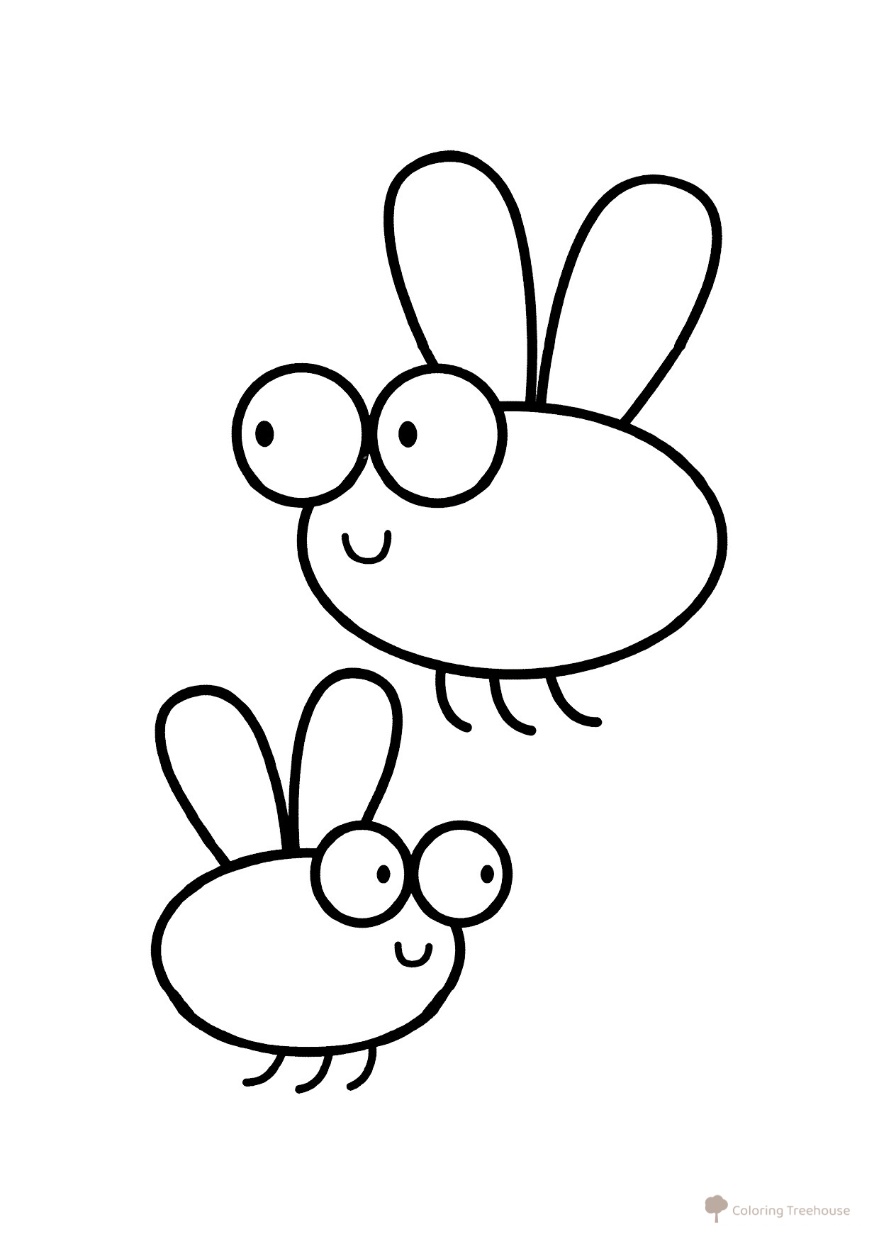 Página para colorear: Moscas zumban alrededor dibujo para colorear gratis de Páginas para colorear de insectos para niños pequeños