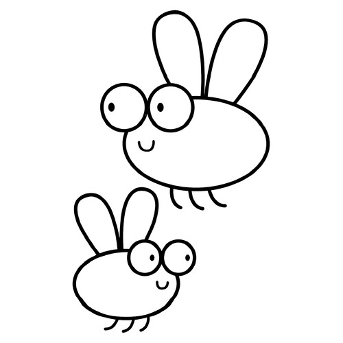 Página para colorear: Moscas zumban alrededor dibujo para colorear gratis de Páginas para colorear de insectos para niños pequeños