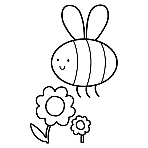 Bee Collecting Nectar Coloring Page free printable Insect Coloring Pages for Toddlers coloring page