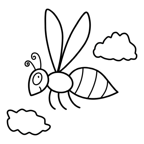 Wasp with Stripes Coloring Page free printable Insect Coloring Pages for Toddlers coloring page