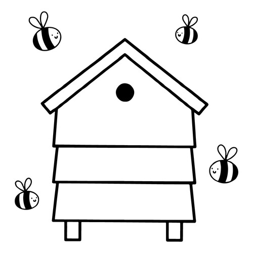 Beehive and Bees Coloring Page free printable Insect Coloring Pages for Toddlers coloring page