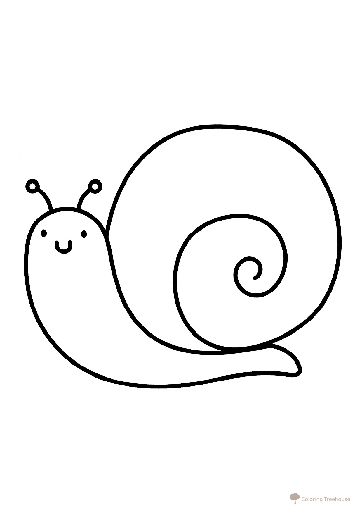 Snail with Antennae Coloring Page for Little Ones free printable Insect Coloring Pages for Toddlers coloring page
