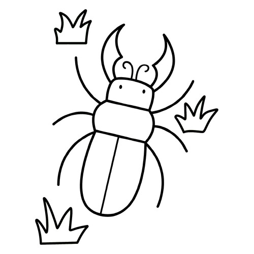 Stag Beetle and Grass Coloring Page free printable Insect Coloring Pages for Toddlers coloring page
